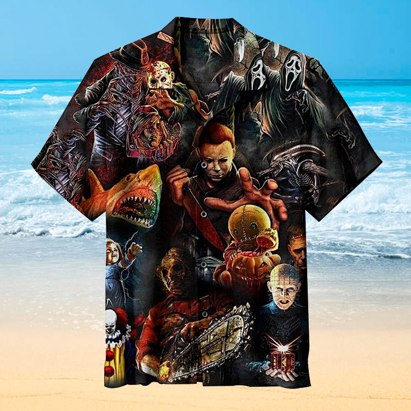 Horror Movie Collage Halloween Hawaiian Shirt