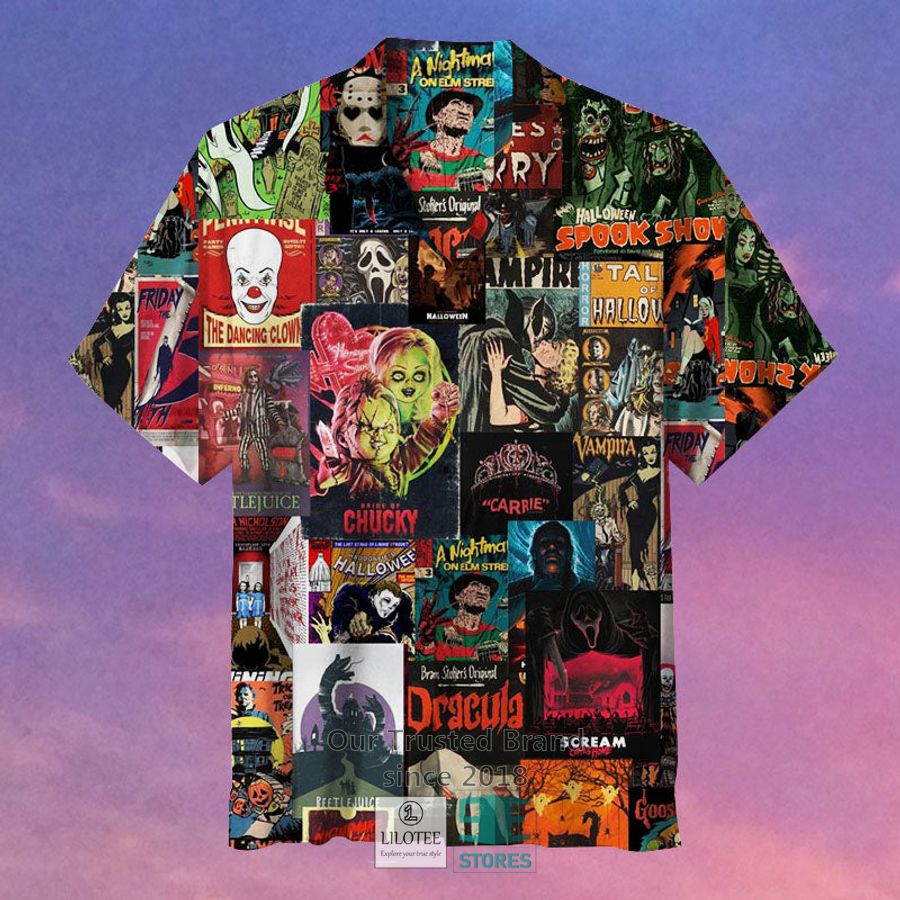 Horror movie Chucky Jason Voorhees Freddy Krueger blood flowers Hawaiian Shirt