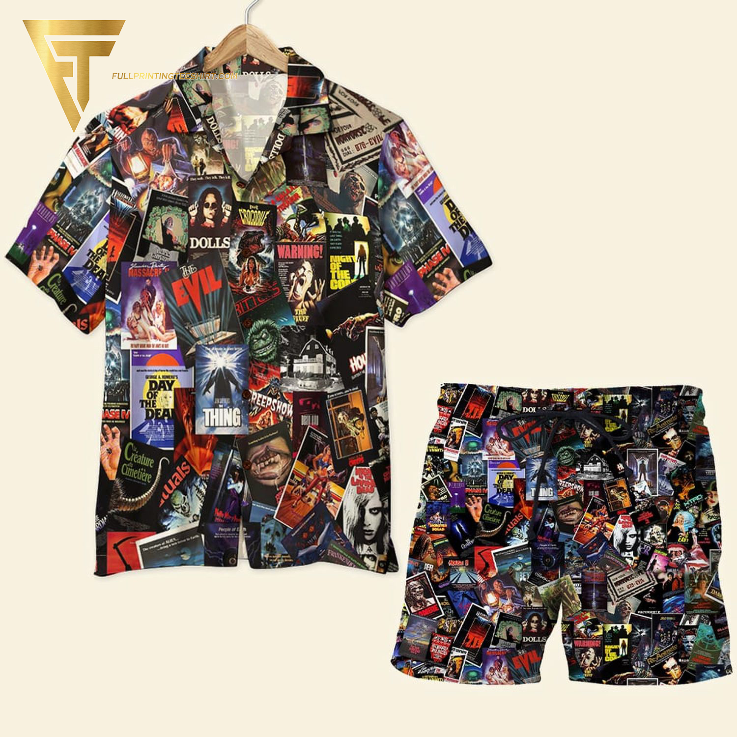 Horror Movie Killers Full Printing Hawaiian Shirt And Beach Shorts