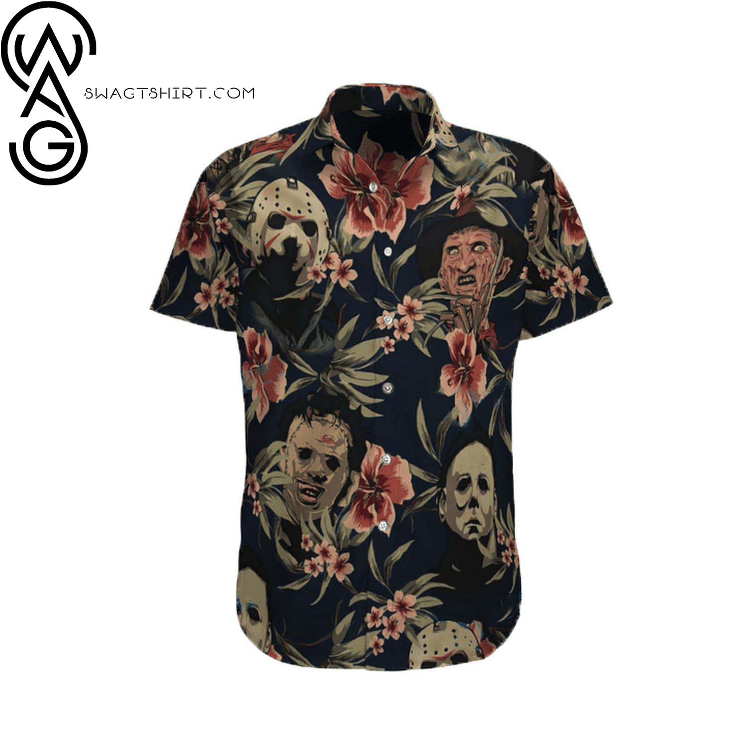 Horror Movie Retro Full Printing Hawaiian Shirt And Beach Shorts