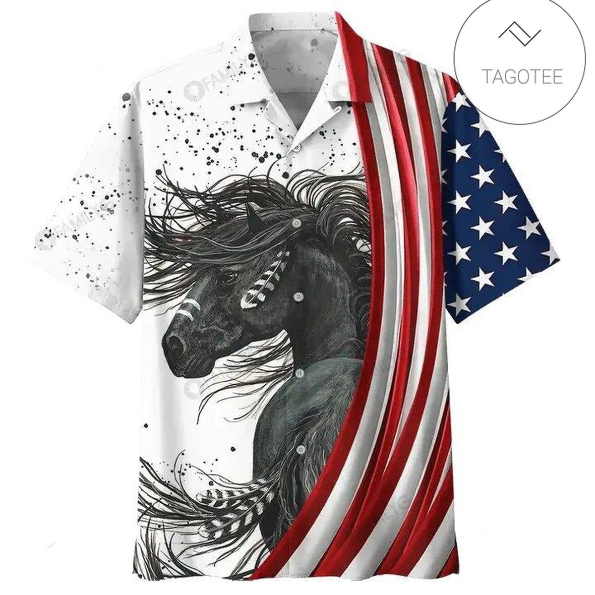 Horse Hawaiian Shirt Racing Horse American Flag Hawaii Aloha Shirt