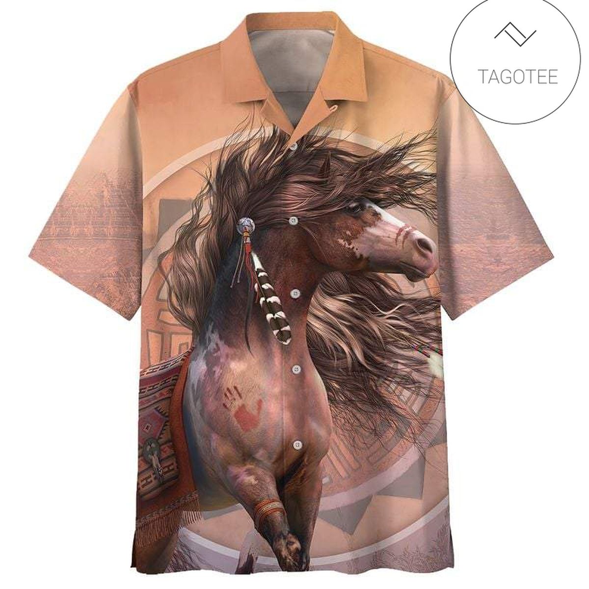 Horse Hawaiian Shirt Native American White Horse Blue Hawaii Shirt For Girls Horse Lover Aloha Shirt