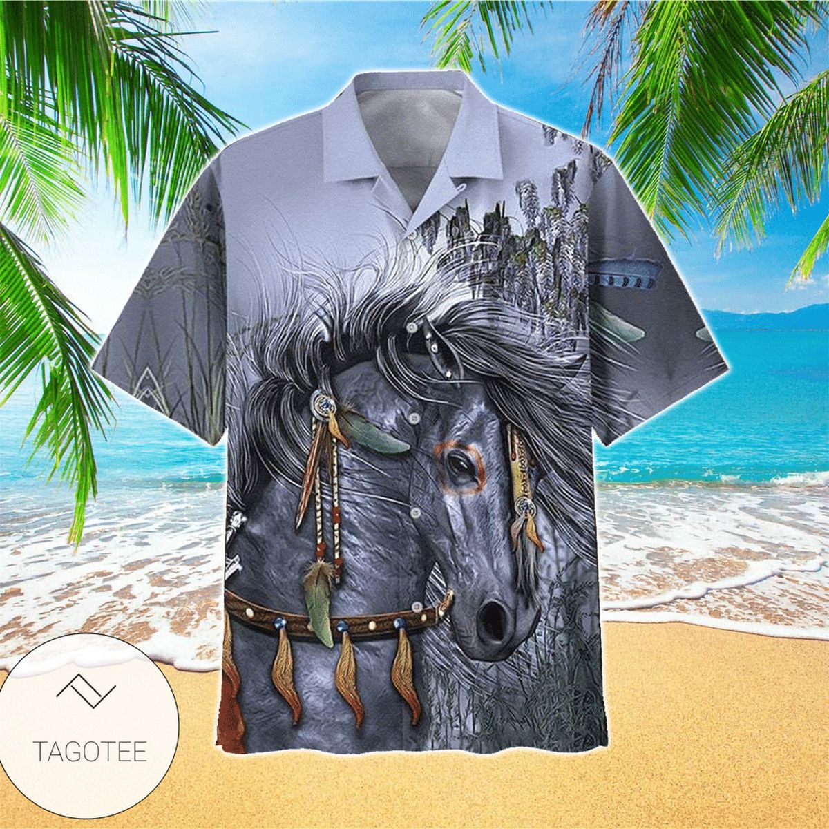 Horse Leather Love Brown Grey Hawaiian Shirt