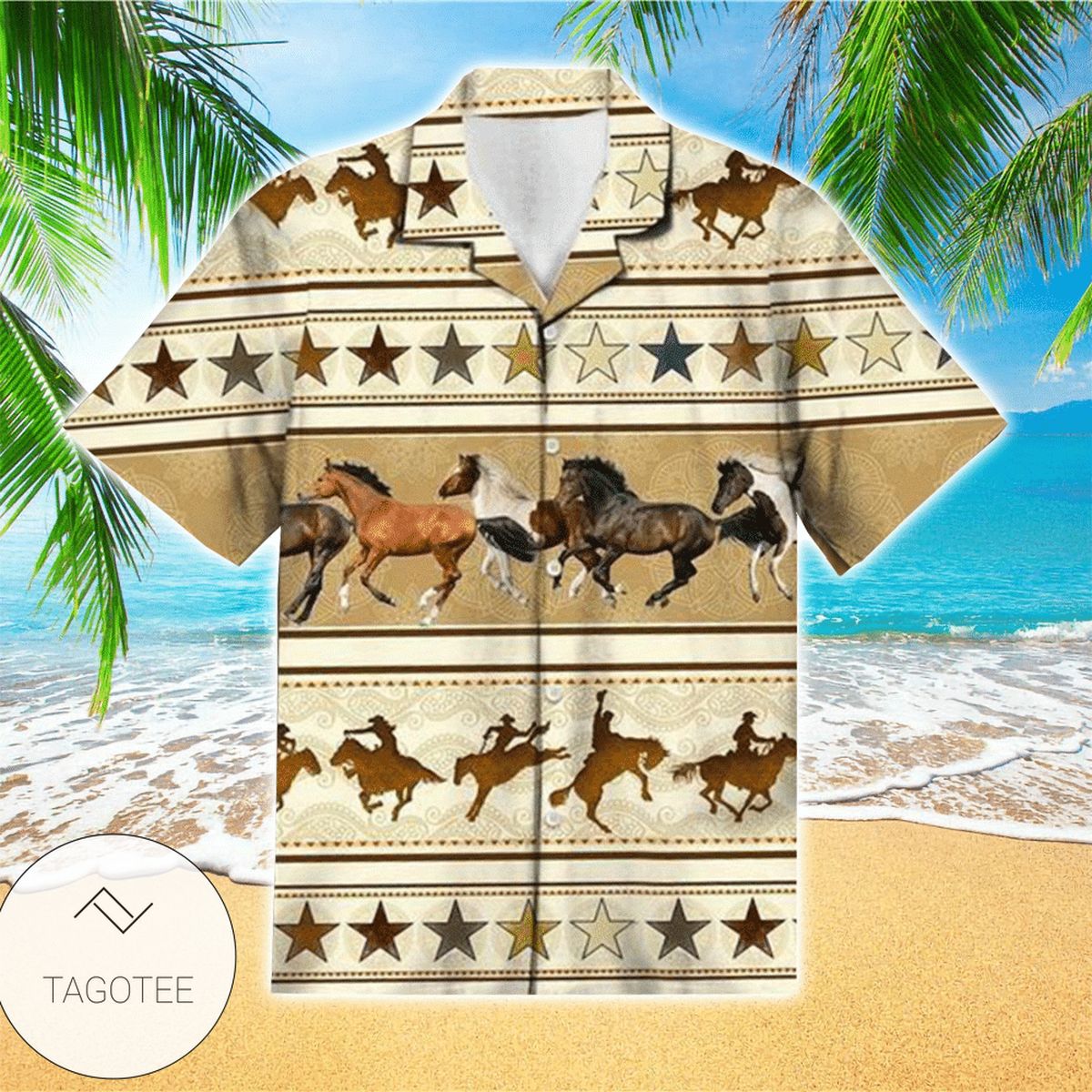 Horse Pattern Brown Hawaiian Shirt