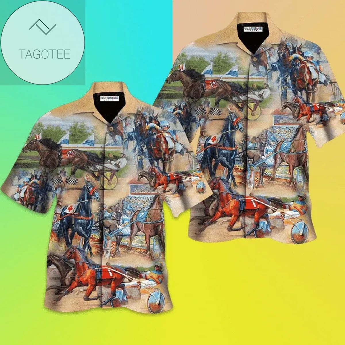 Horse Pattern Black Red Hawaiian Shirt