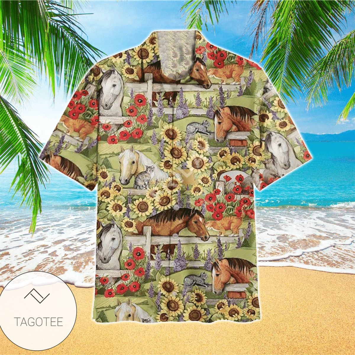 Horse White Feathers Brown Hawaiian Shirt