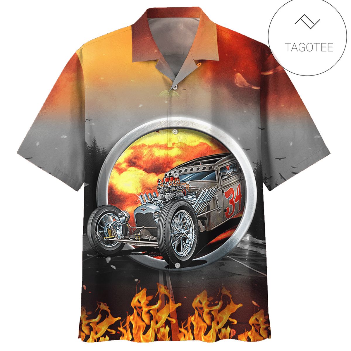 Hot Rod Hawaiian Shirt Firing Hot Rod Black Hawaii Aloha Shirt