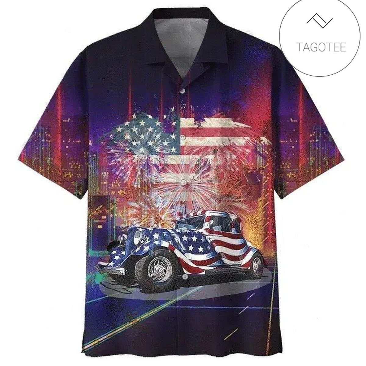 Hot Rod Hawaiian Shirt Hot Rod American Flag Hawaii Aloha Shirt