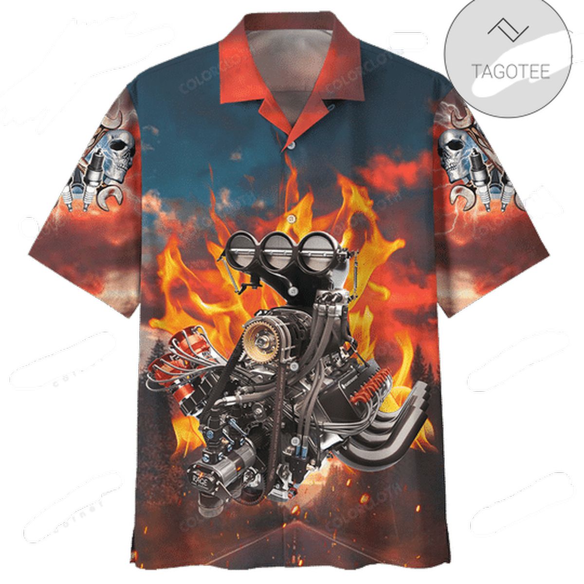 Hot Rod Hawaiian Shirt Hot Rod Galaxy Blue Black Hawaii Aloha Shirt