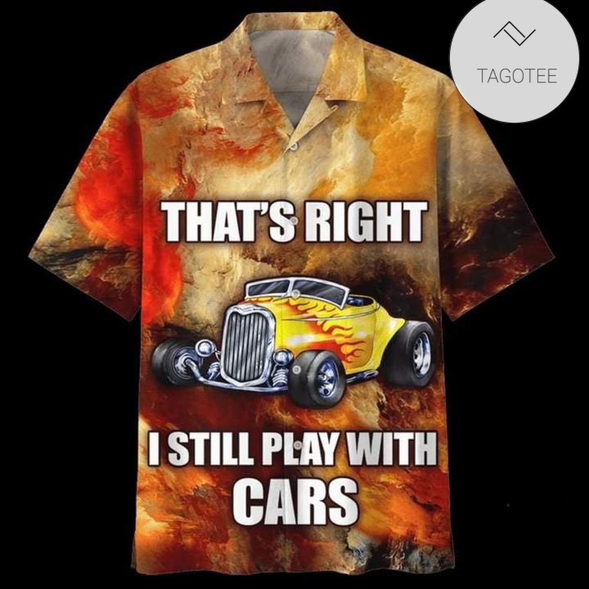 Hot Rod Hawaiian Shirt Vintage Car Hot Rod Brown Red Hawaii Aloha Shirt