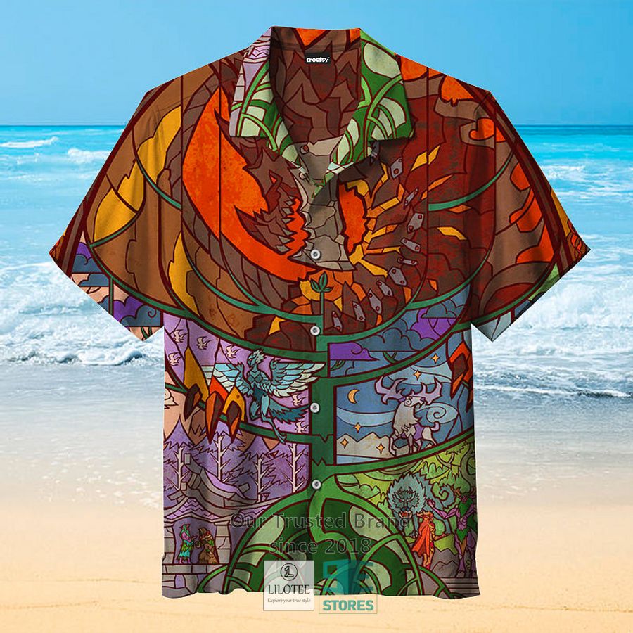 Horse Sunset Background Hawaiian Shirt