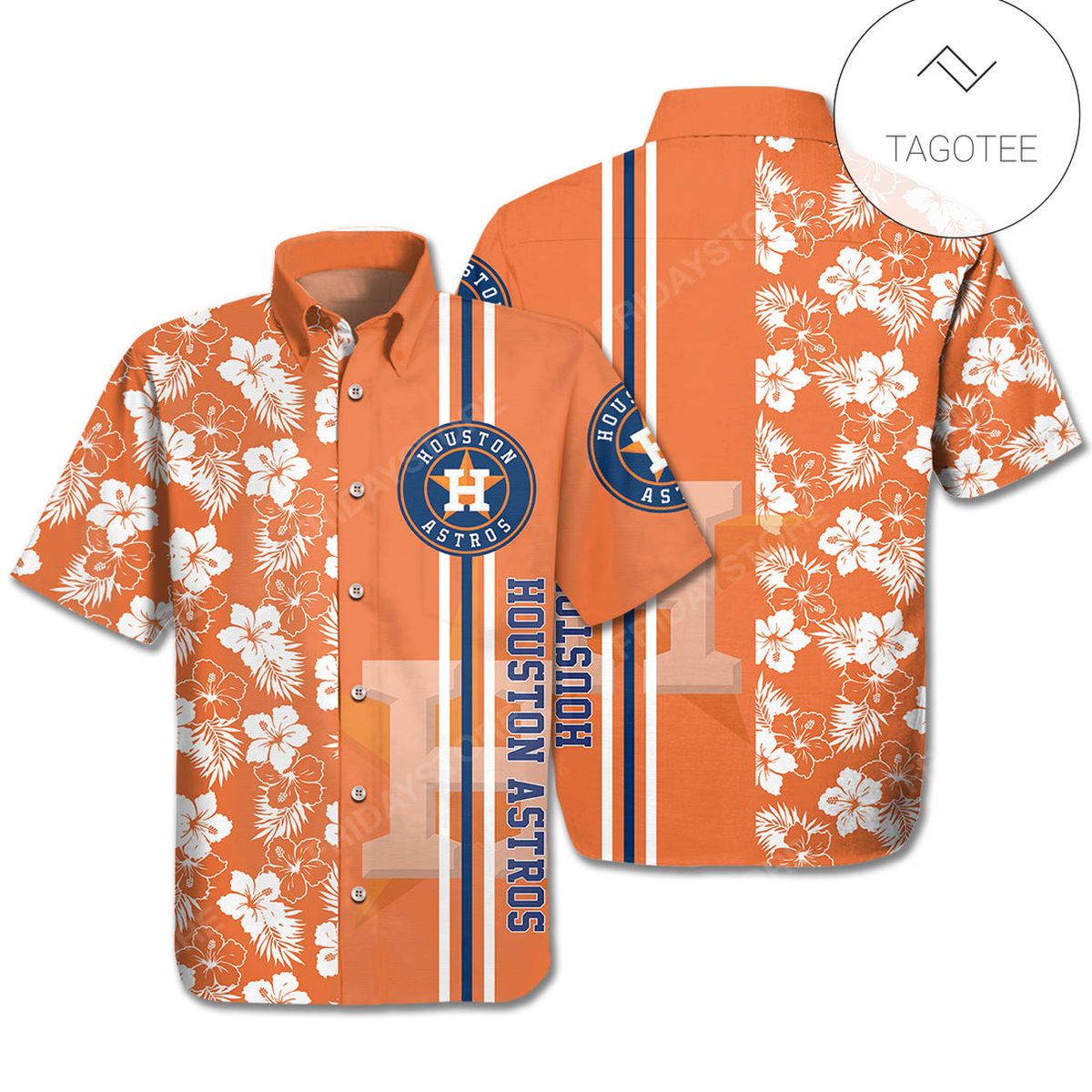 Houston Astros Hawaiian Shirt Houston Astros Logo Baseball Orange White Hawaii Aloha Shirt