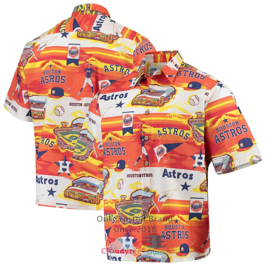 Houston Astros Reyn Spooner Scenic Orange Hawaiian Shirt