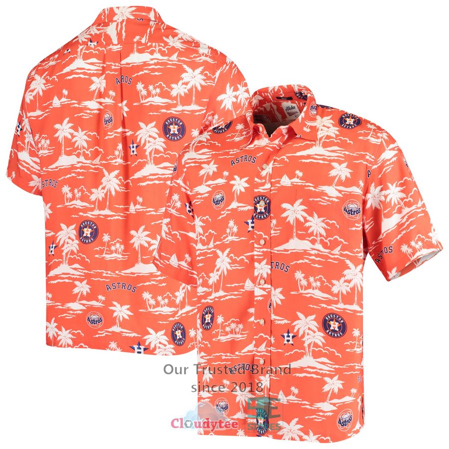 Houston Astros Reyn Spooner Vintage Short Sleeve Orange Navy Hawaiian Shirt