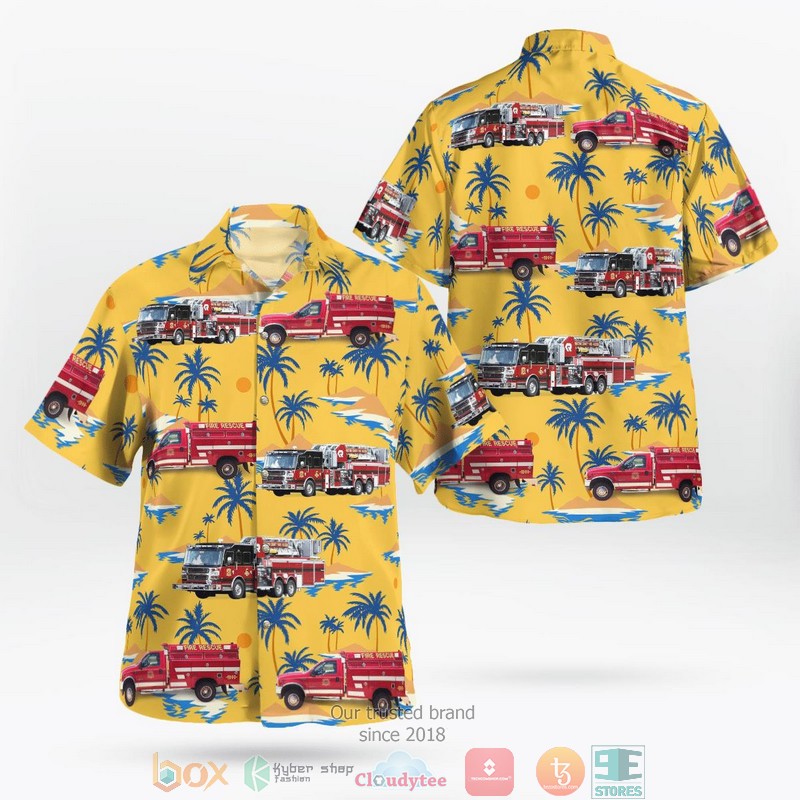 Houston Fire Department HFD & Dalmatian Fire Dog Hawaiian shirt