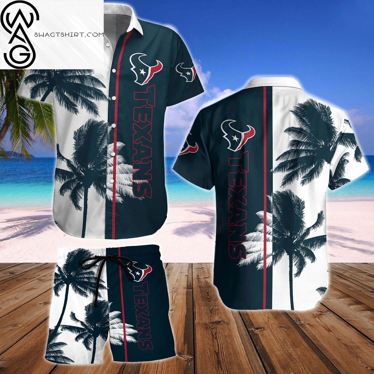 Houston Texans And Rugby Helmet Summer Aloha Hawaiian Shirt