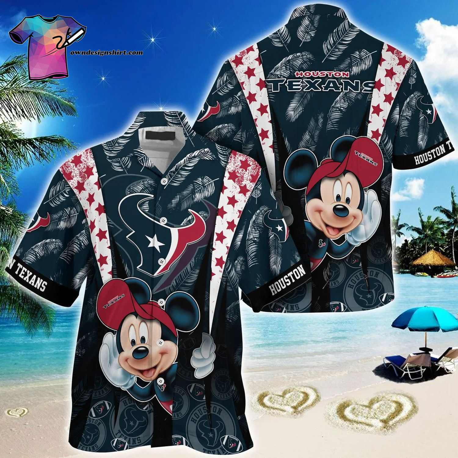 Houston Texans And Mickey Mouse Sports Fan All Over Print Hawaiian Shirt