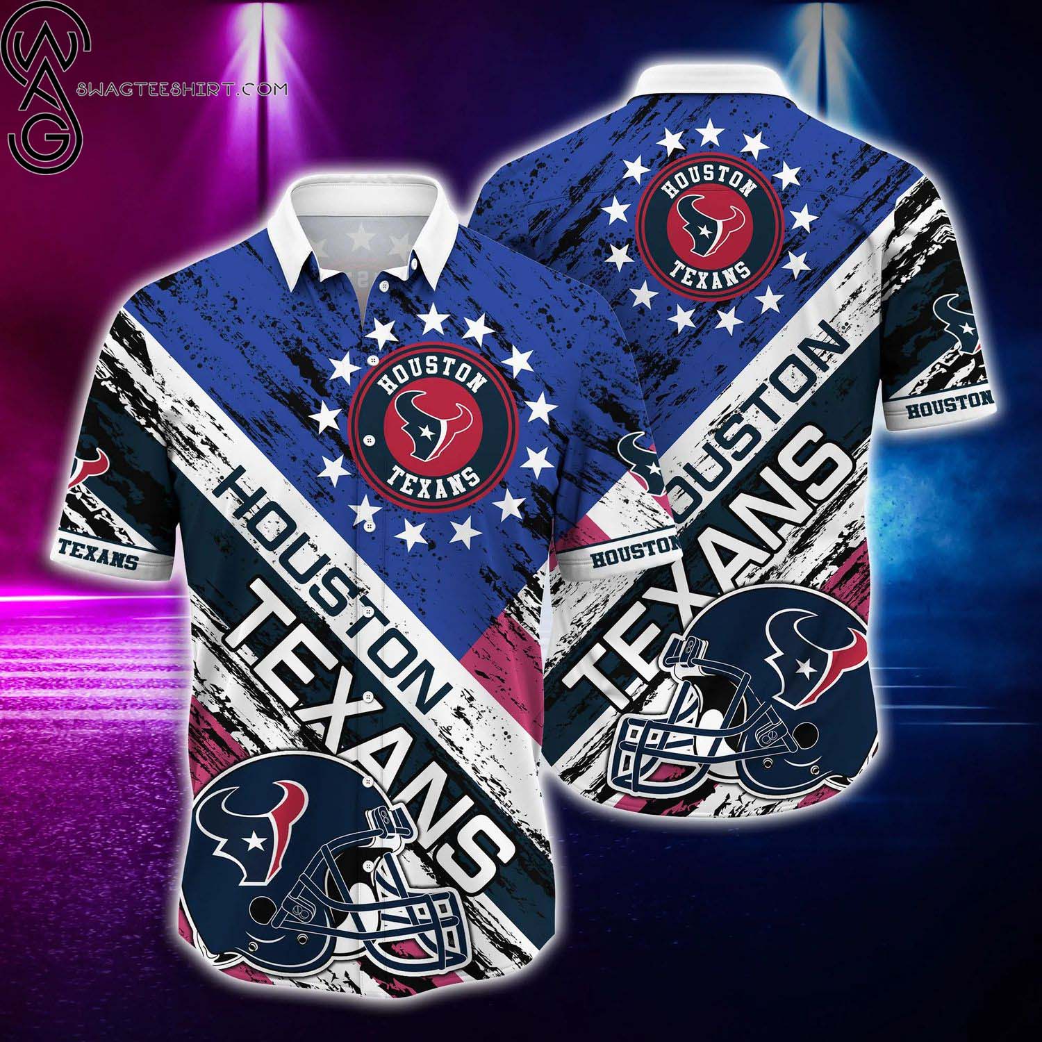 Houston Texans And Rugby Helmet Summer Aloha Hawaiian Shirt