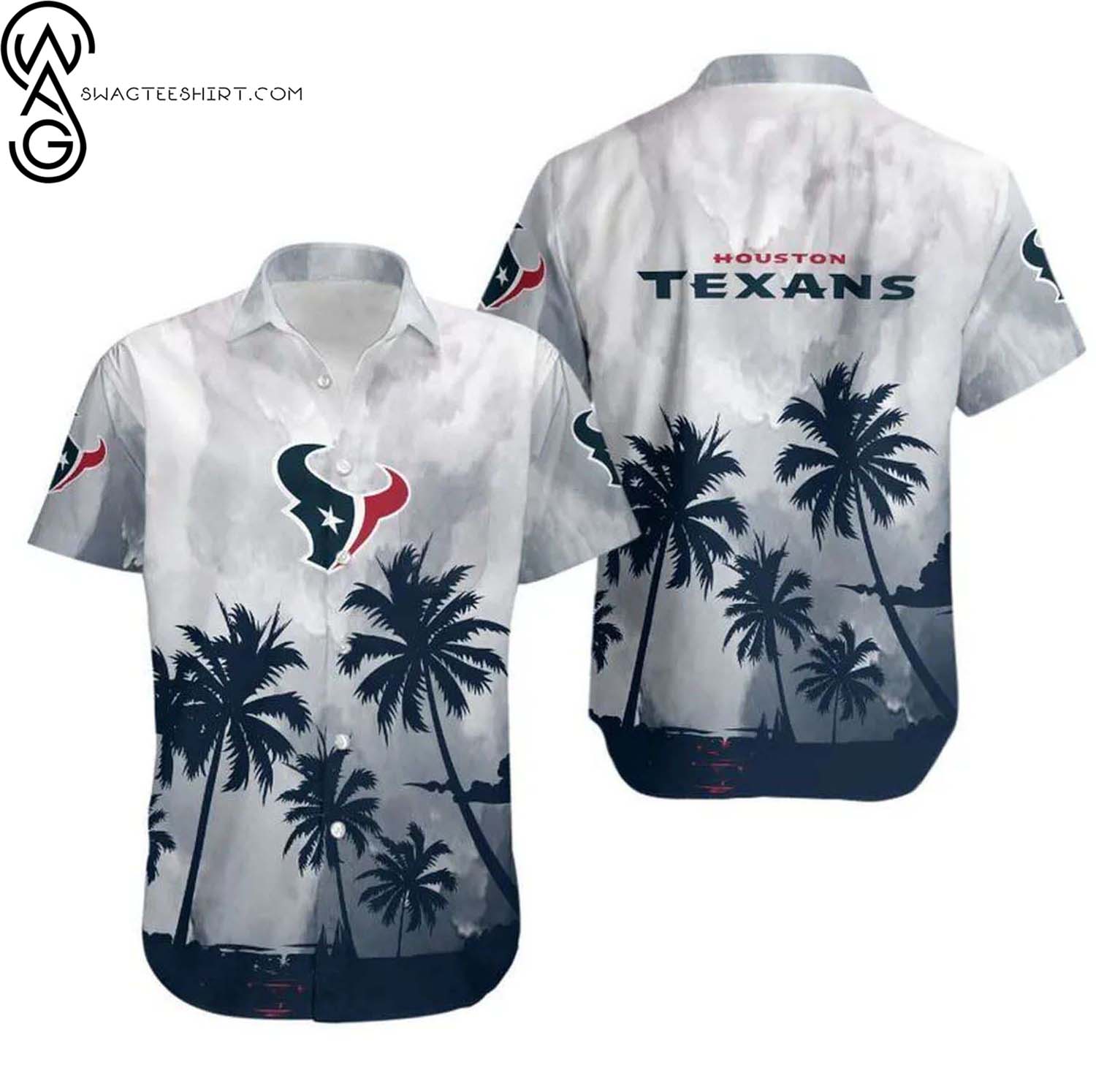 Houston Texans Coconut Trees Summer Aloha Hawaiian Shirt