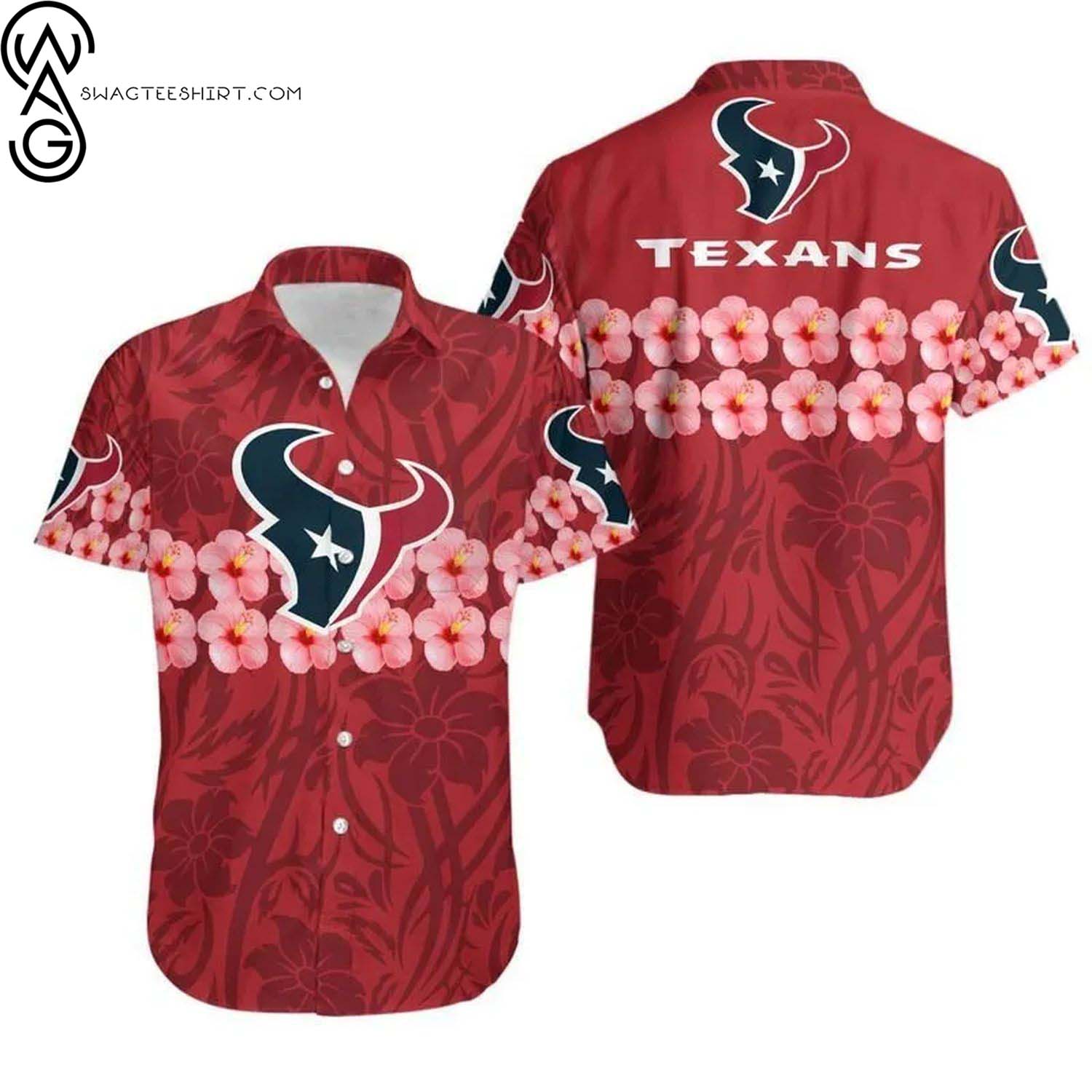 Houston Texans Flower And Logo Summer Aloha Hawaiian Shirt