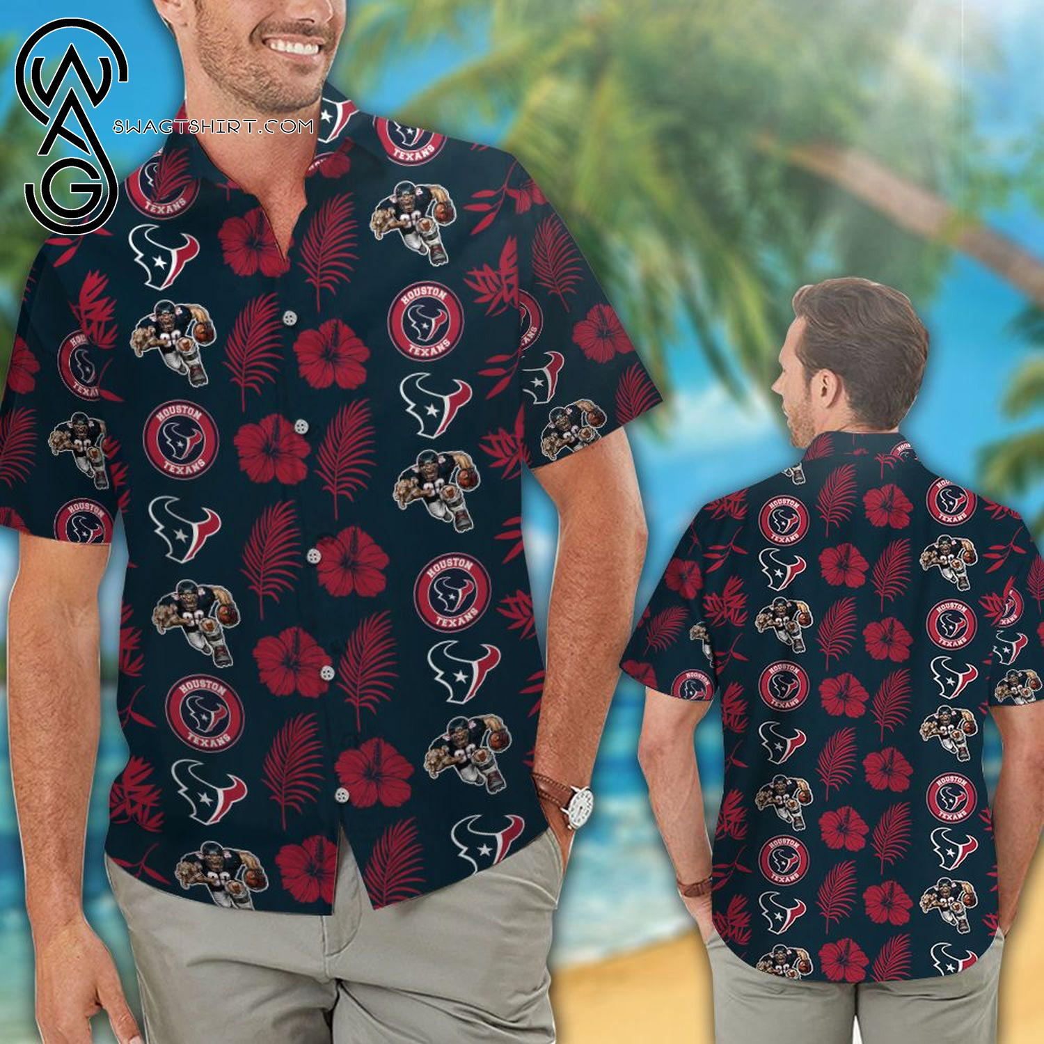 Houston Texans Hibiscus Flowers Summer Aloha Hawaiian Shirt