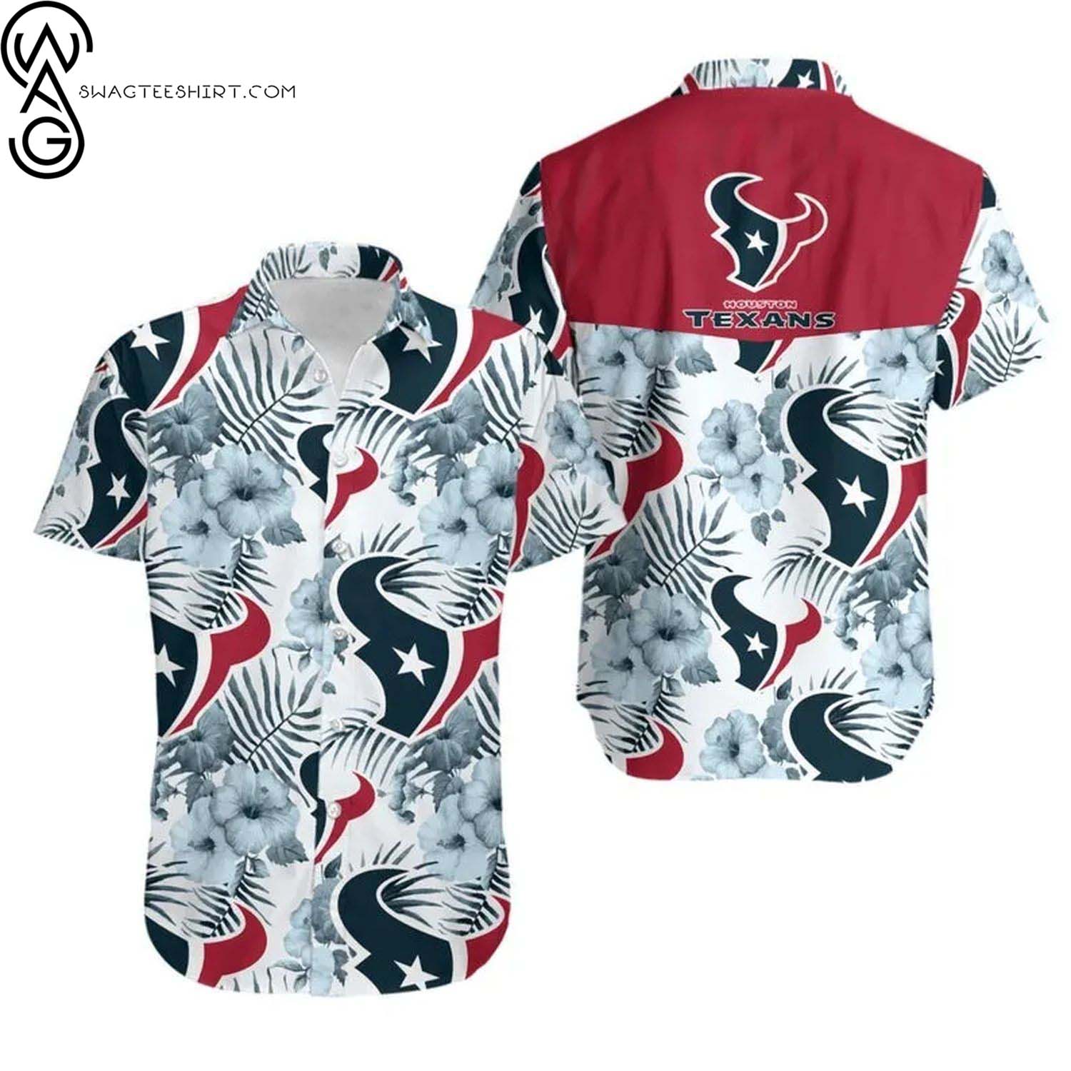 Houston Texans Stripes And Skull Summer Aloha Hawaiian Shirt