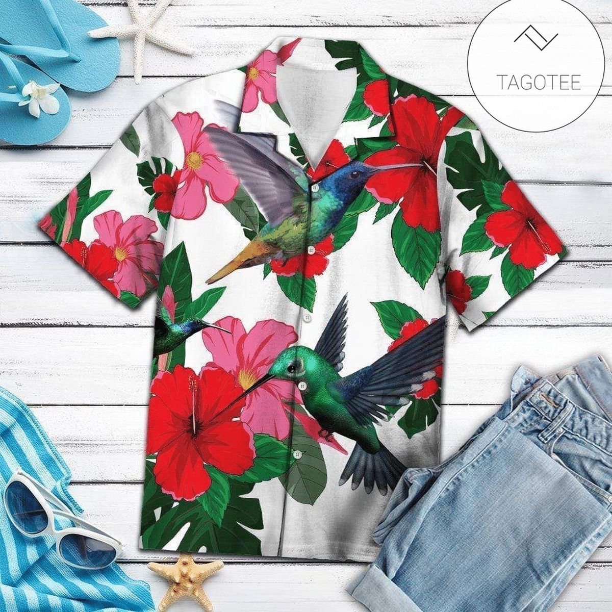 Hummingbird Floral Hawaiian Aloha Shirts