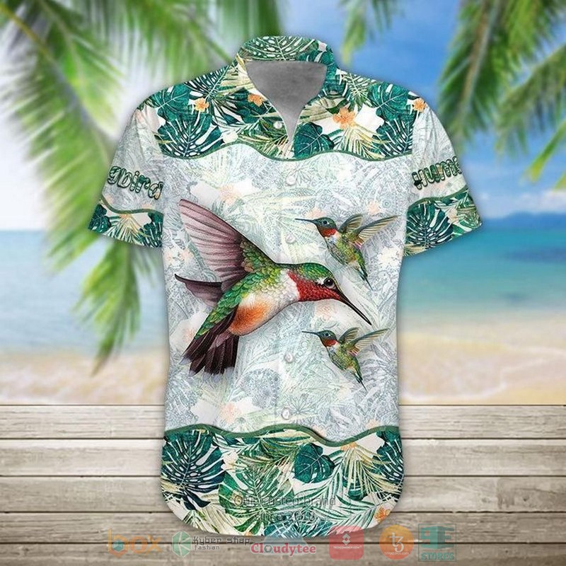 Humming Bird Print Short Sleeve Hawaiian Shirt