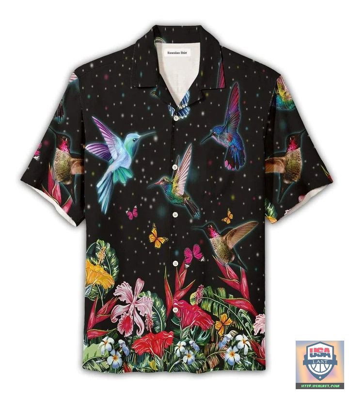 Hummingbird Plumeria Flowers Hawaiian Shirt