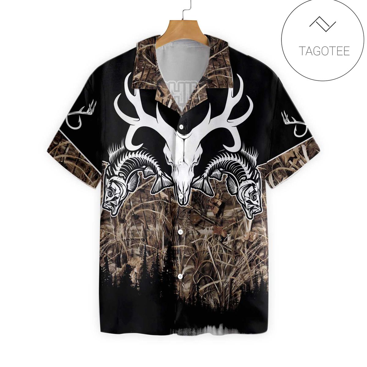 Hunting T-shirt Deer Hunting American Flag Background Hawaiian Shirt