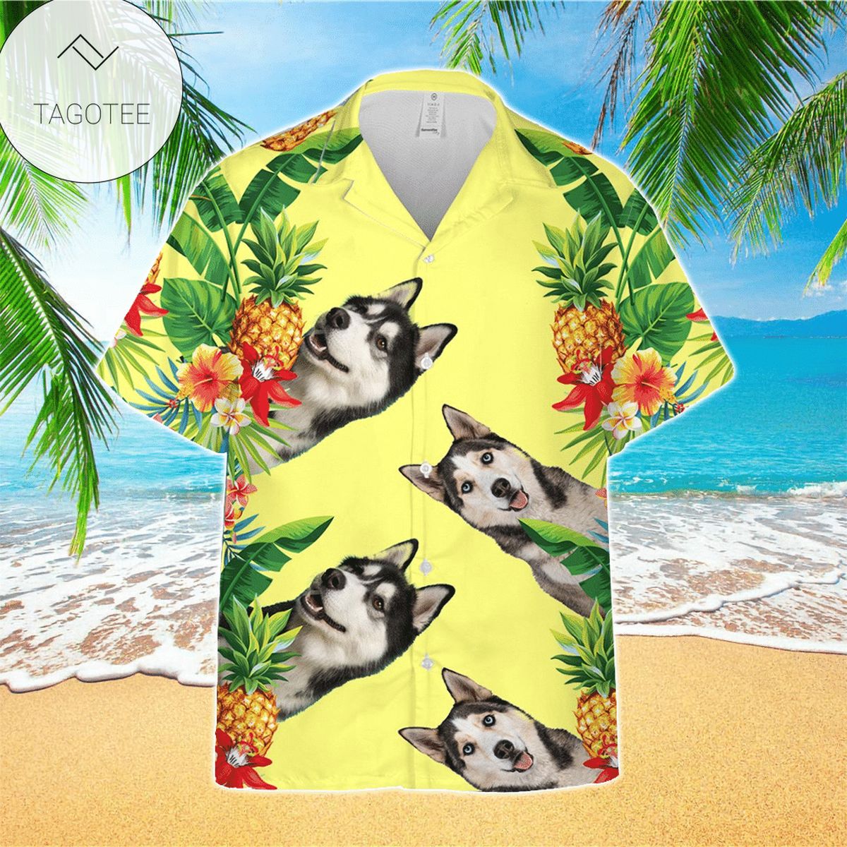 Husky Dog Funny Summer Vibe Tropical Hawaiian Aloha Shirts