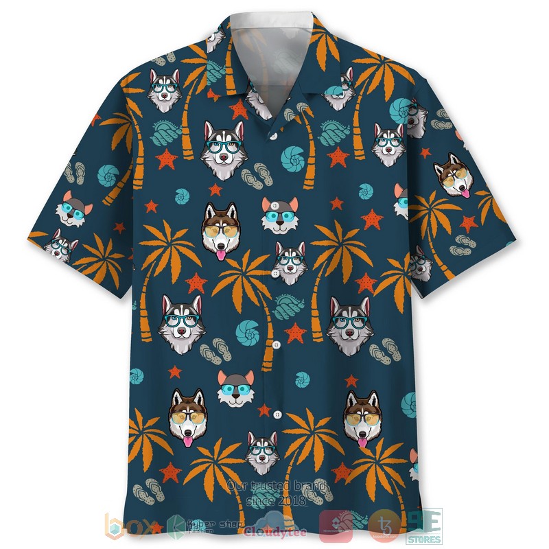 Husky Dog Funny Short Sleeve Hawaiian Shirt