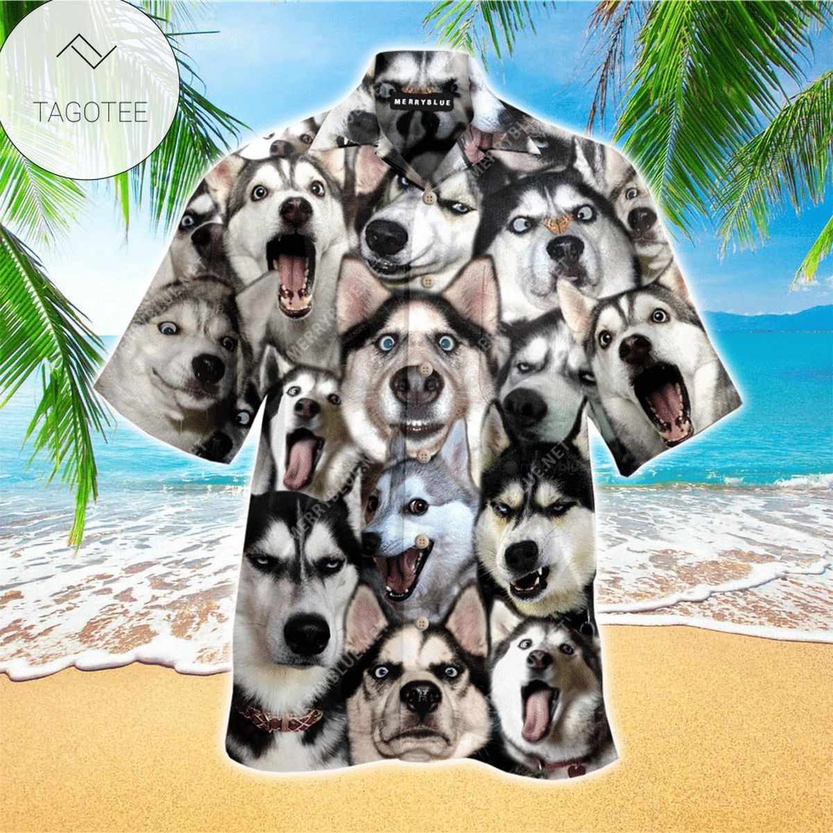 Husky Dog Funny Summer Vibe Tropical Hawaiian Aloha Shirts