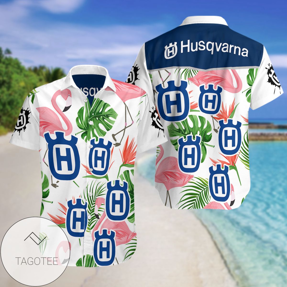 Husky Dog Funny Hawaiian Graphic Print Short Sleeve Hawaiian Casual Shirt