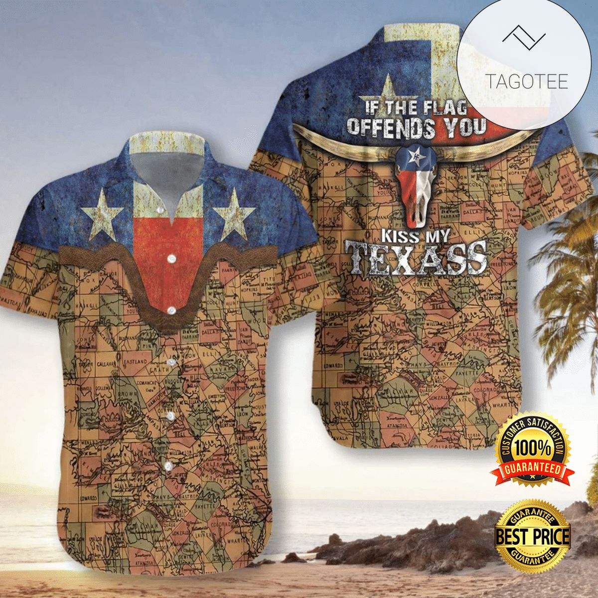 If The Flag Offends You Kiss My Texas Cipi Hawaiian Shirt