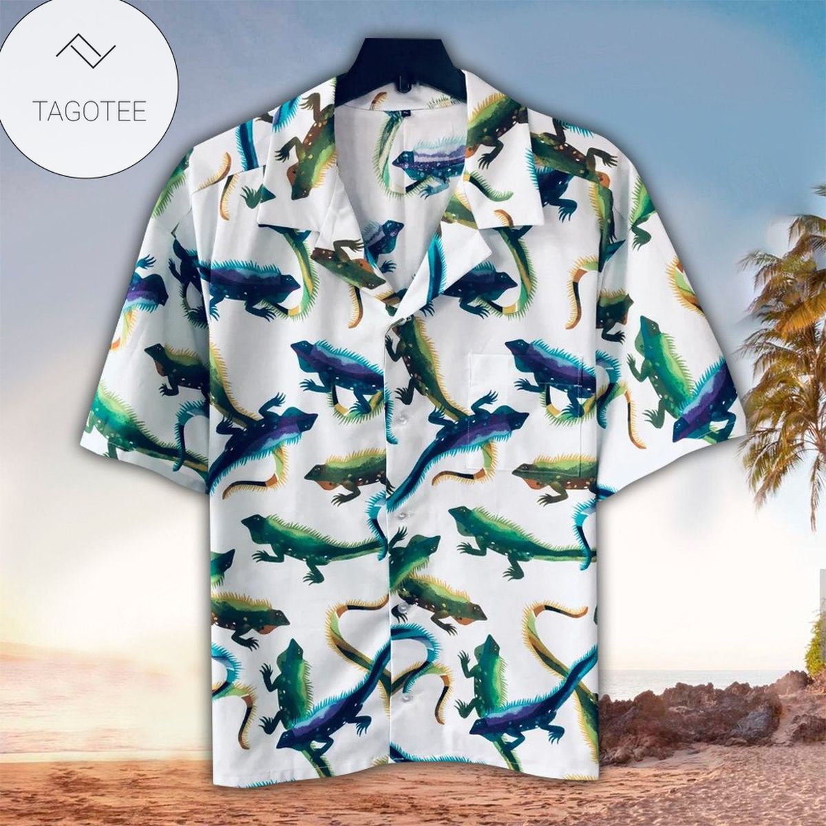 Iguanas Tropical Blue Unique Design Unisex Hawaiian Shirt