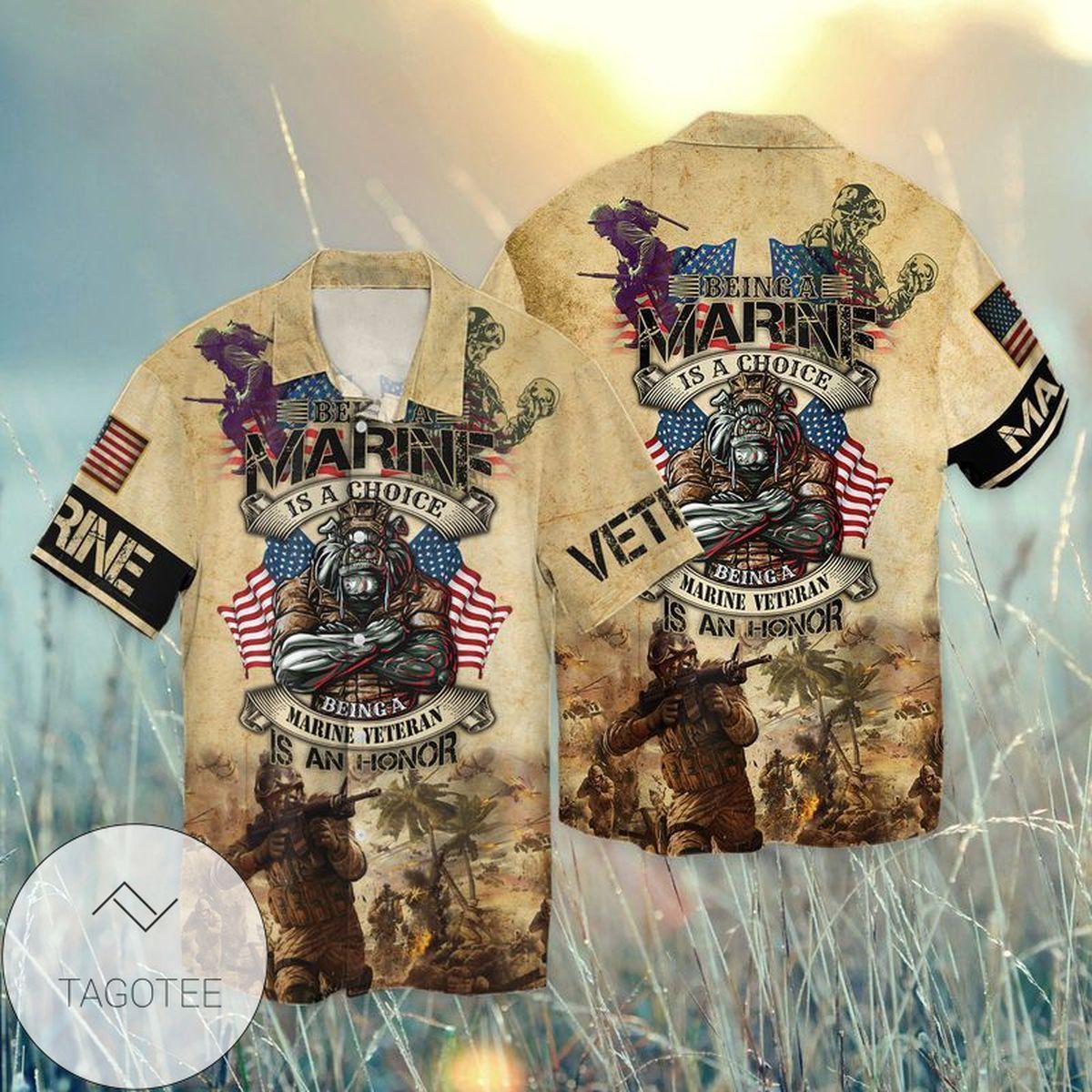 Independence Day Memorial Day Honor The Fallen Veterans Never Go Away They Wait Until Graphic Print Short Sleeve Hawaiian Casual Shirt