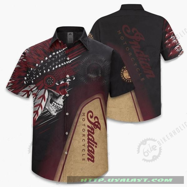 Indian Motorcycle Red And White Hawaiian Shirt