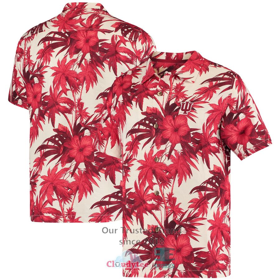 Indiana Hoosiers Tommy Bahama Tropic Isles Camp White Hawaiian Shirt