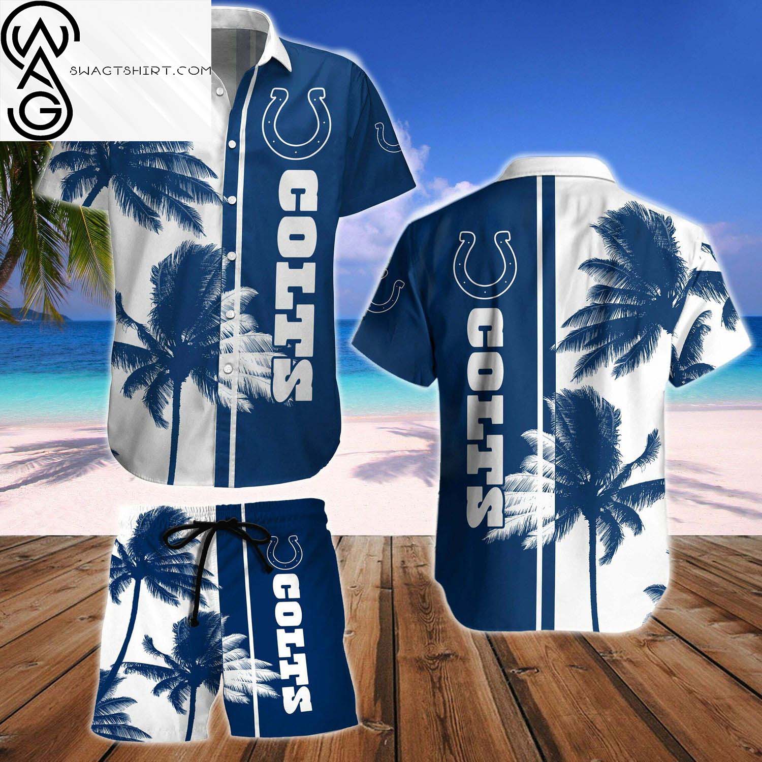 Indianapolis Colts And Skull Summer Aloha Hawaiian Shirt