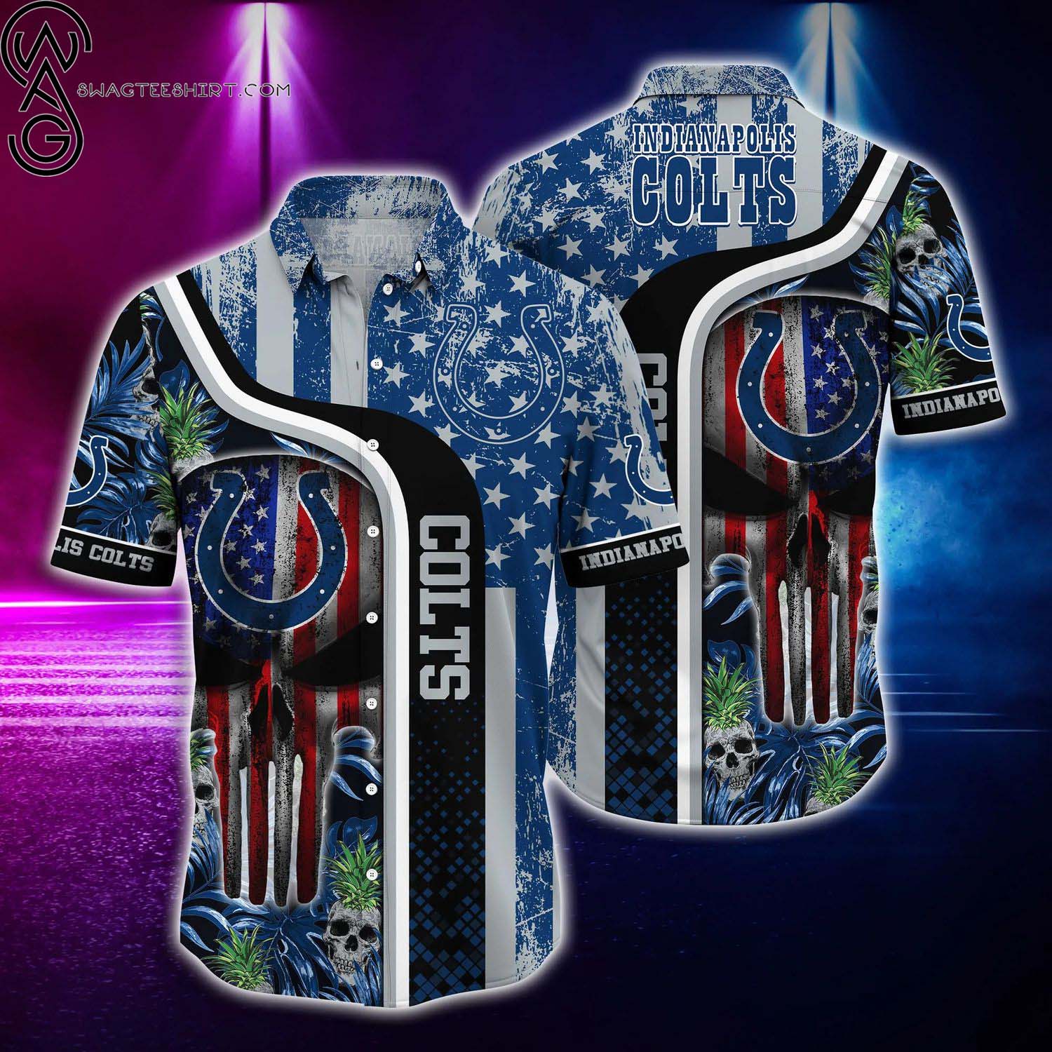 Indianapolis Colts And Rugby Helmet Summer Aloha Hawaiian Shirt