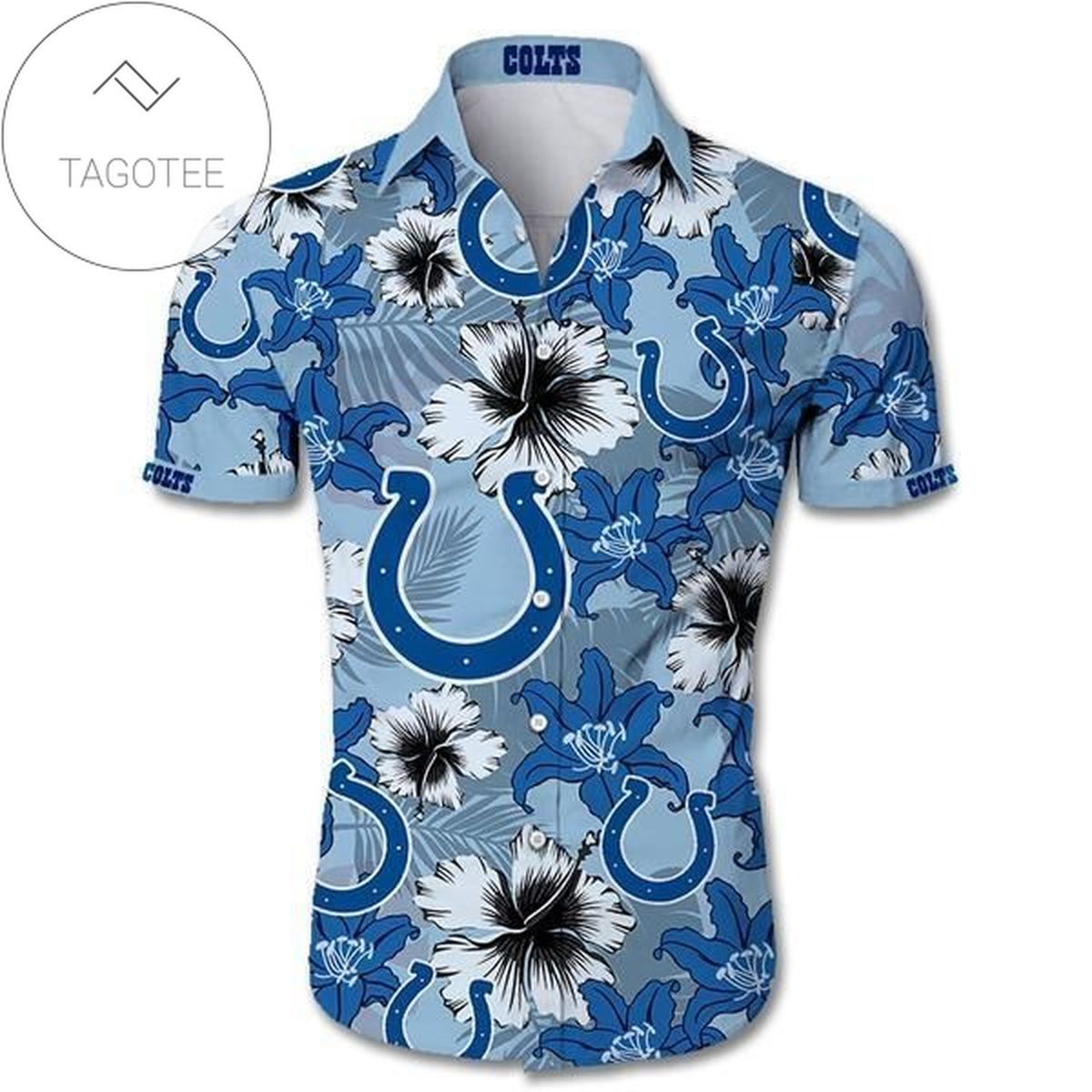 Indianapolis Colts Authentic Hawaiian Shirt 2022 Tropical Flower Short Sleeve Slim Fit Body