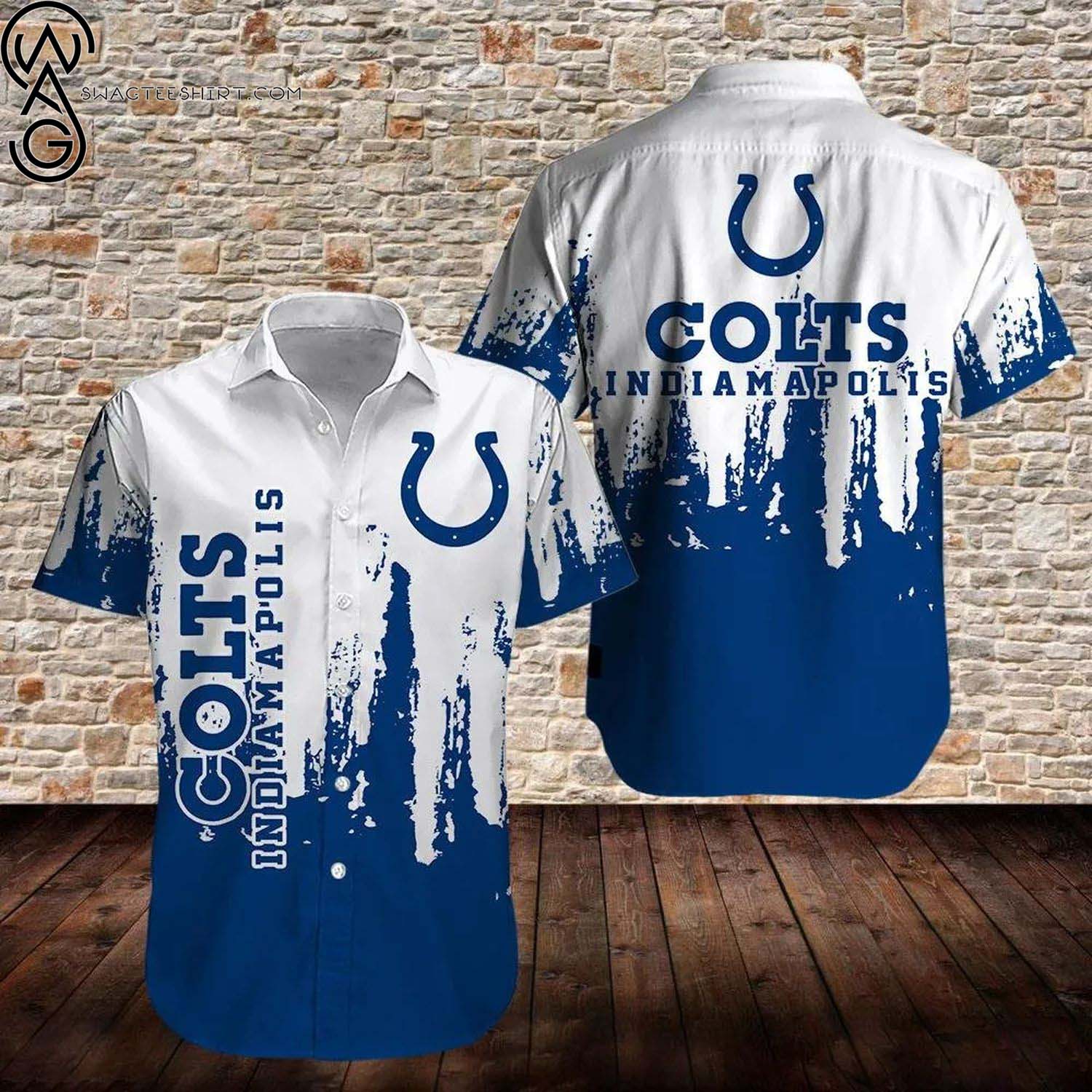 Indianapolis Colts Distressed Summer Aloha Hawaiian Shirt