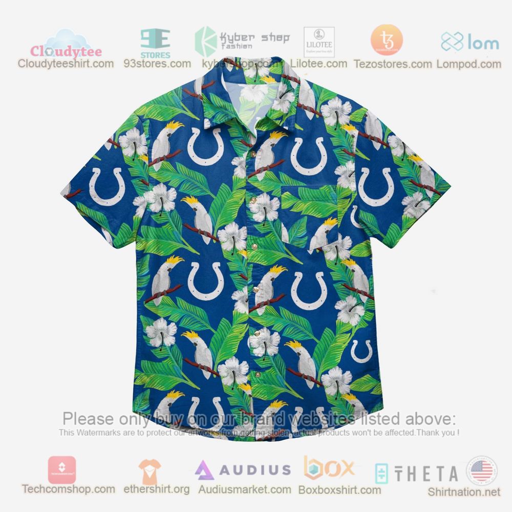 Indianapolis Colts Floral Button Up Hawaiian Shirt