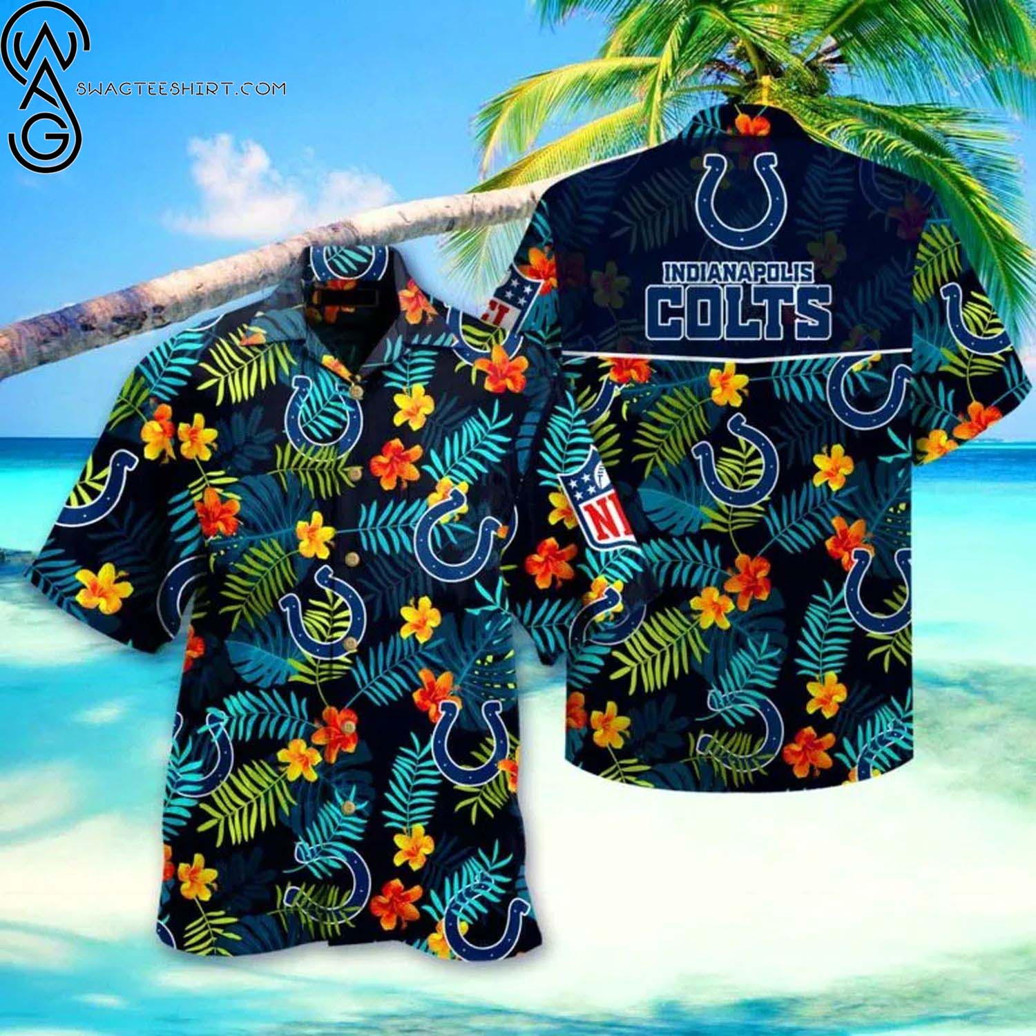 Indianapolis Colts Floral Tropical Summer Aloha Hawaiian Shirt