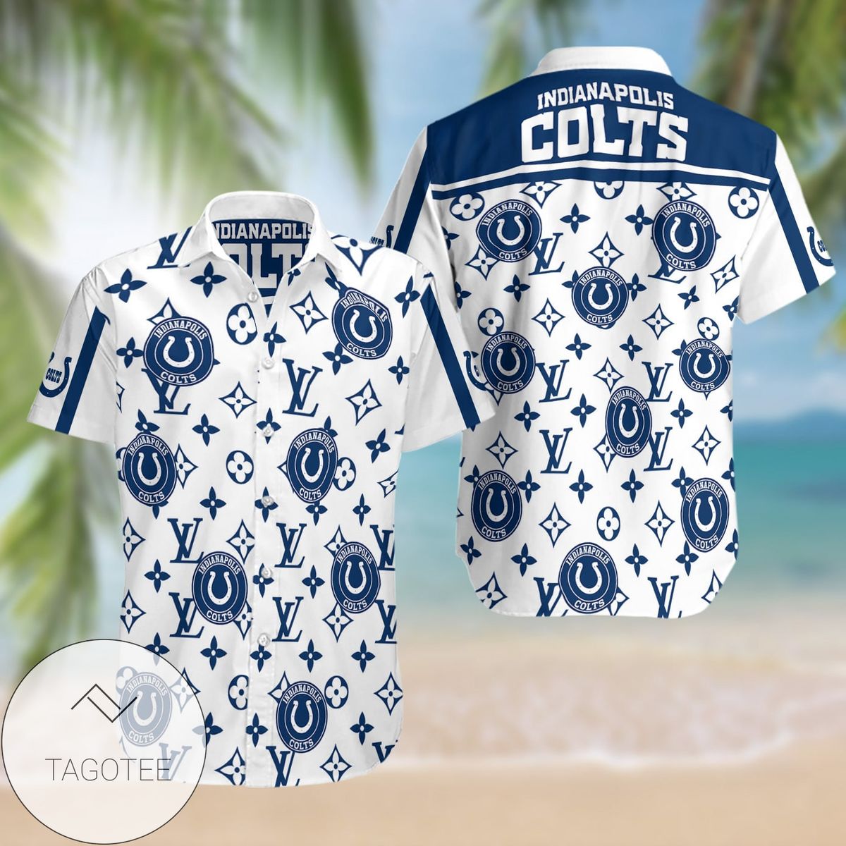 Indianapolis Colts Hawaiian 3d Shirt Tropical Flower Short Sleeve Slim Fit Body-nfl