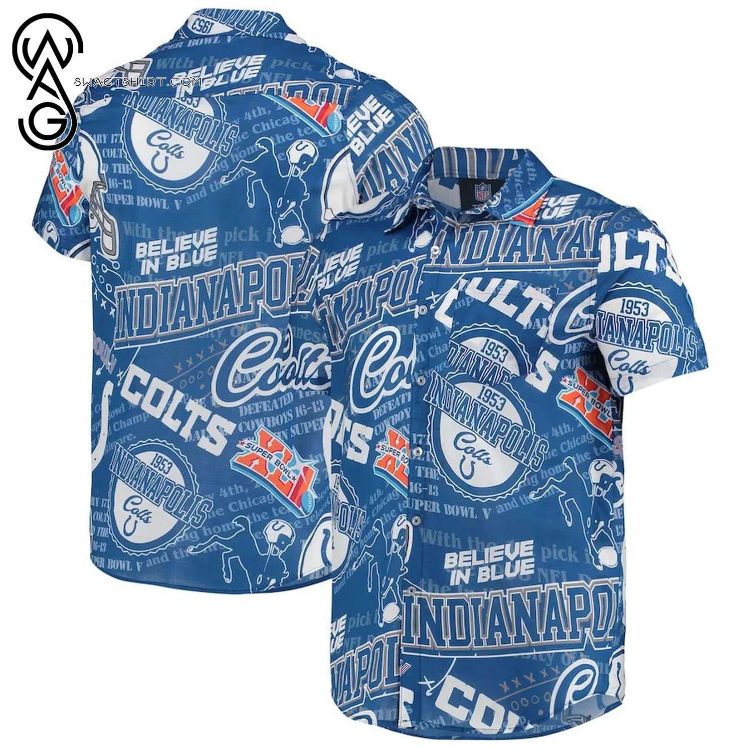 Indianapolis Colts Sports Team Summer Aloha Hawaiian Shirt