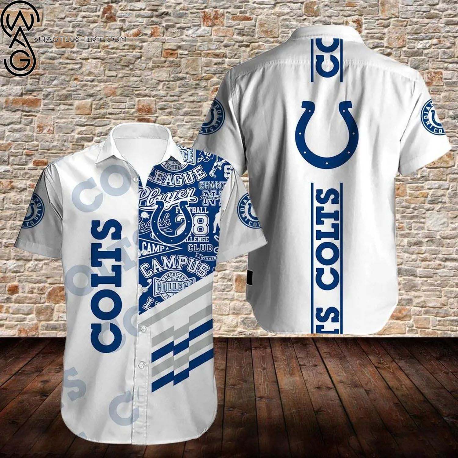 Indianapolis Colts Royal Thematic Aloha Hawaiian Shirt