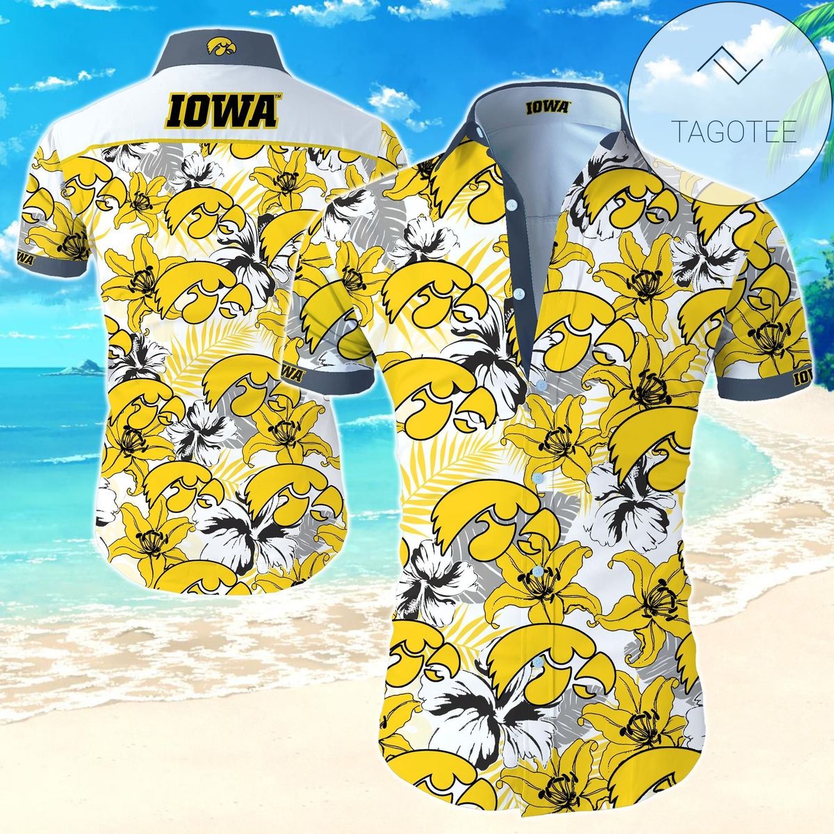 Iowa Hawkeyes Authentic Hawaiian Shirt 2022 Summer Button Up Shirt For Men Beach Wear Short Sleeve Authentic Hawaiian Shirt 2022