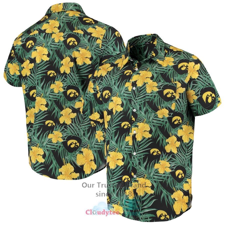 Iowa Hawkeyes Tellum and Chop Floral Black Hawaiian Shirt